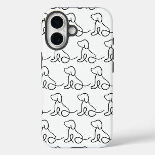 16 Funda para iPhone de Arte de Línea de Perro Minima