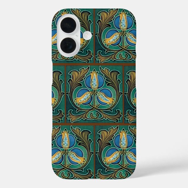16 Funda para iPhone de baldosas Faux Majolica Granad (Reverso )