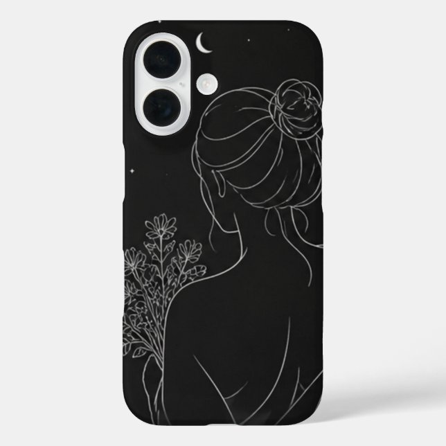 16 Funda para iPhone de Chica Estética – Arte de Líne (Reverso )