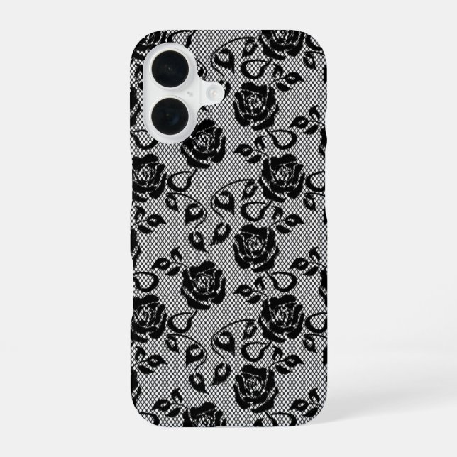 16 Funda para iPhone de encaje negro falso (Reverso )