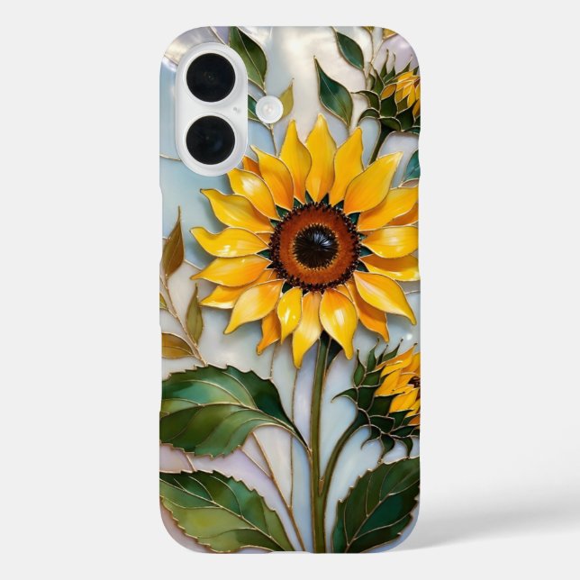 16 Funda para iPhone de Girasol Amarillo Diseño Flora (Reverso )