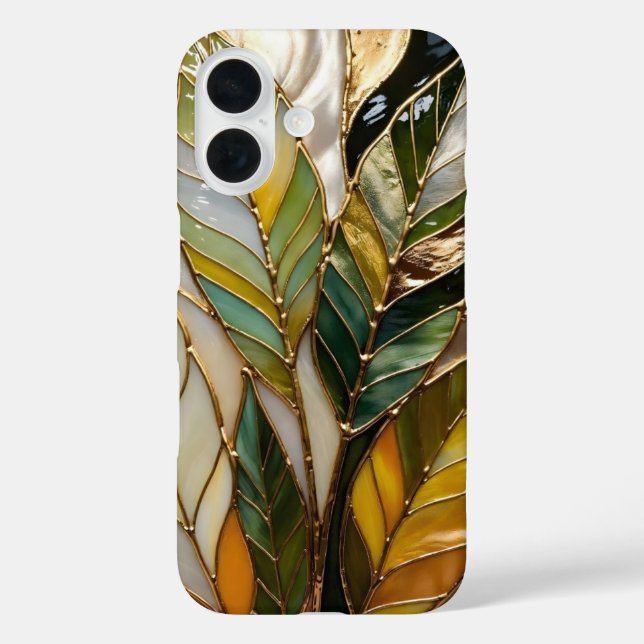 16 Funda para iPhone de Hoja Verde Elegante Botánica  (Reverso )