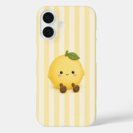 16 Funda para iPhone de limón Kawaii lindo en rayas a