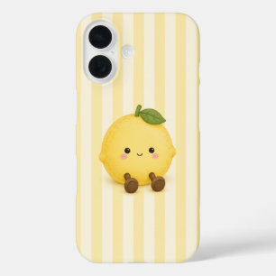 16 Funda para iPhone de limón Kawaii lindo en rayas a