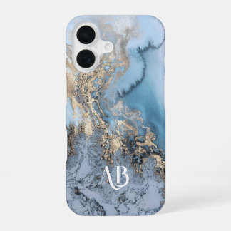 16 Funda para iPhone de mármol azul con monograma per
