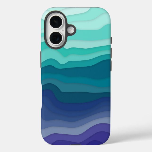 16 Funda para iPhone de Olas Superpuestas | Brisa Mar (Reverso )