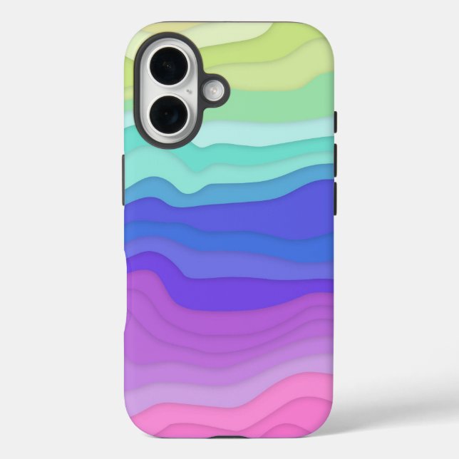 16 Funda para iPhone de Olas Superpuestas | Kawaii Pa (Reverso )