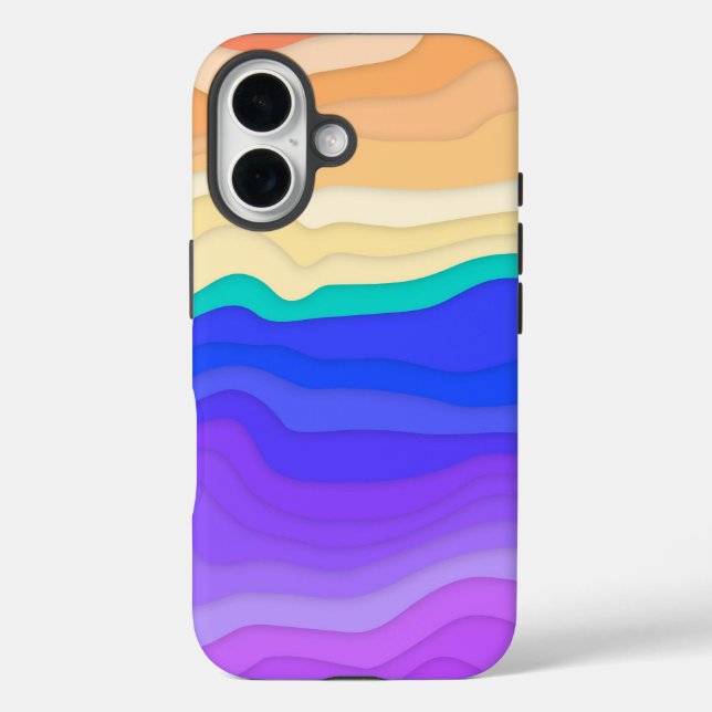 16 Funda para iPhone de olas superpuestas | Sorbete d (Reverso )