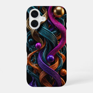 16 Funda para iPhone de oro líquido teal magenta 3D