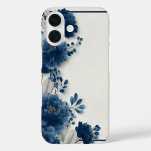 16 Funda para iPhone de Peonías Azul Marino