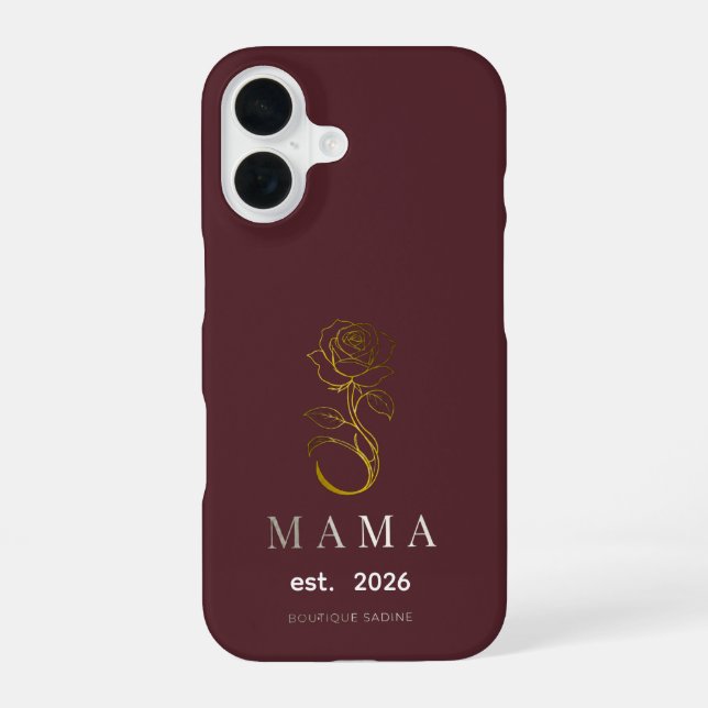 16 Funda para iPhone de rosa borgoña personalizada MA (Reverso )