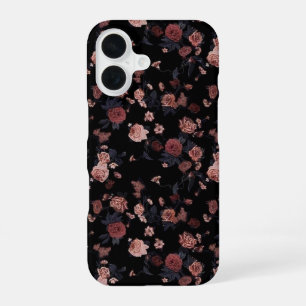 16 Funda para iPhone de rosas rojas florales oscuras
