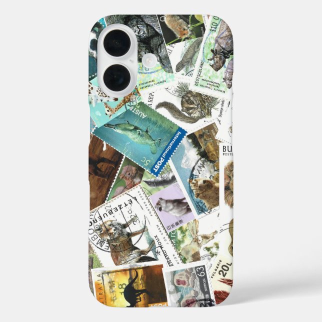 16 Funda para iPhone de Sellos Postales de Animales (Reverso )