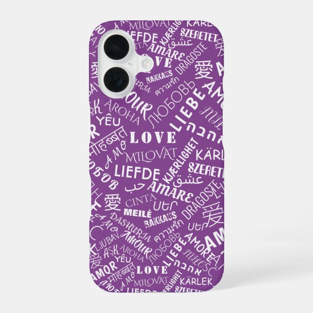 16 Funda para iPhone de texto de amor multilingüe púr (Reverso )