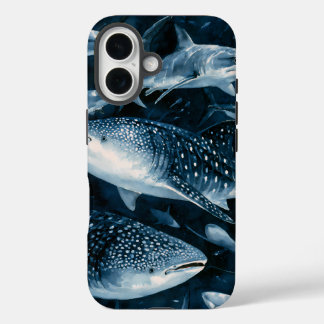 16 Funda para iPhone de tiburón azul marino y raya ma
