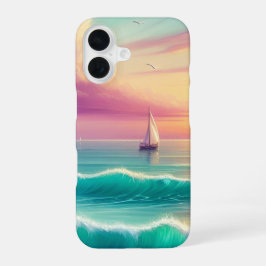 16 Funda para iPhone de Velero al Atardecer Delgado