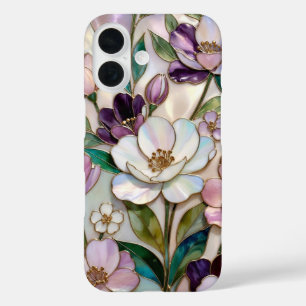 16 Funda para iPhone de vidrio pintado floral Blanco