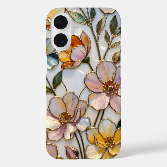 16 Funda para iPhone de vidrio pintado floral Pastel  (Reverso )