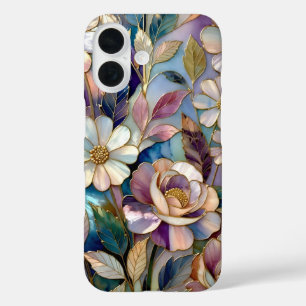 16 Funda para iPhone de vidrio teñido colorido Flor p