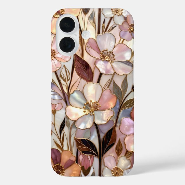 16 Funda para iPhone de vidrio tintado floral Pastel  (Reverso )