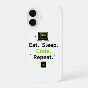 16 Funda para iPhone Eat Sleep Code Repeat