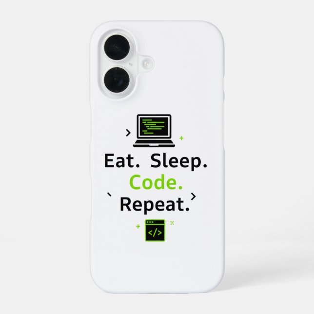 16 Funda para iPhone Eat Sleep Code Repeat (Reverso )