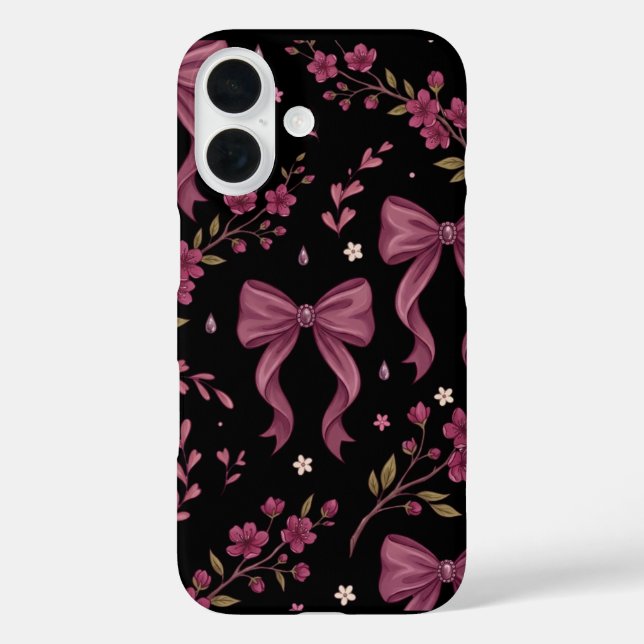 16 Funda para iPhone estética Coquette rosa con lazos (Reverso )