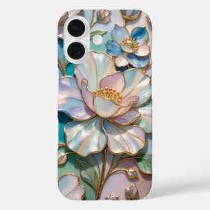 16 Funda para iPhone Flor de Vidrio Teñido Pastel de