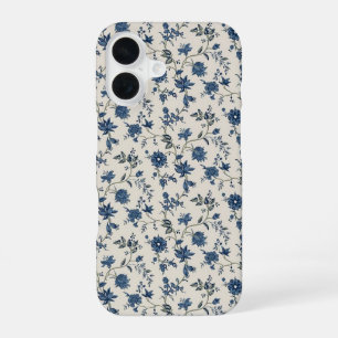 16 Funda para iPhone floral botánico azul vintage