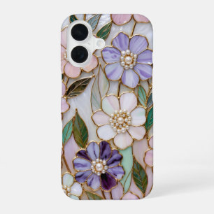 16 Funda para iPhone Floral de Vidrio Emplomado Flor