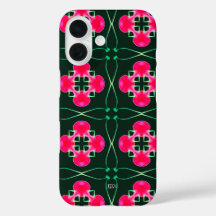 Funda para iPhone floral rosa y verde con nombre