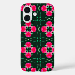 16 Funda para iPhone floral rosa y verde con nombre