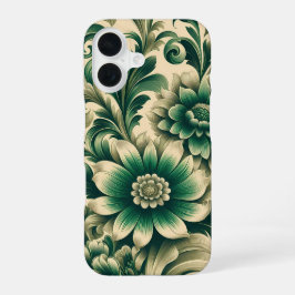 16 Funda para iPhone floral verde vintage delgada