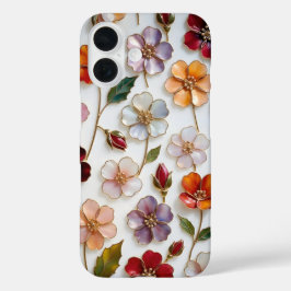16 Funda para iPhone Floral Vidrio Pintado Flores Pas