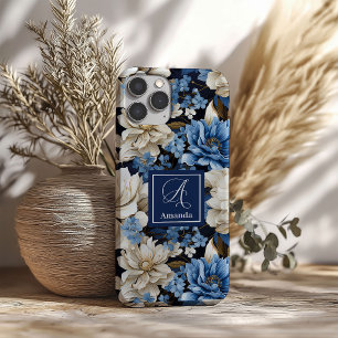 16 Funda para iPhone Flores Azul Marino Opulentas Ele
