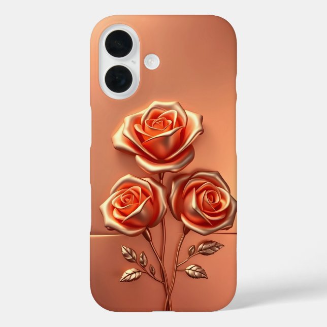 16 Funda para iPhone Flores Trio Rose Gold (Reverso )