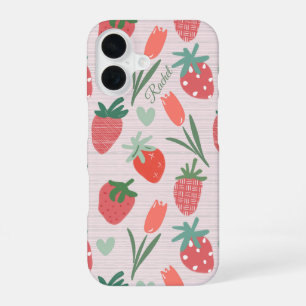 16 Funda para iPhone / iPad de Fresas y Tulipanes