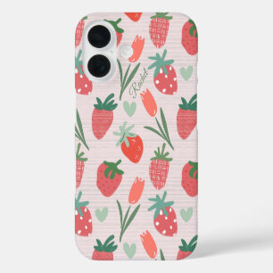 16 Funda para iPhone / iPad de fresas y tulipanes