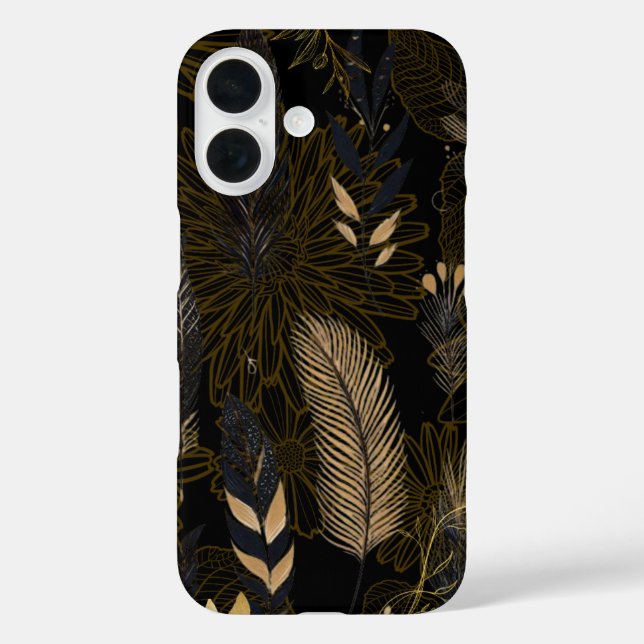 16 Funda para iPhone / iPad impresa con plumas negras (Reverso )