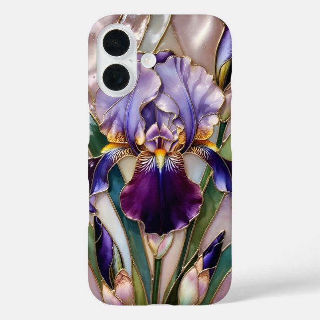 16 Funda para iPhone Iris Púrpura Elegante Vidrio Teñ (Reverso )