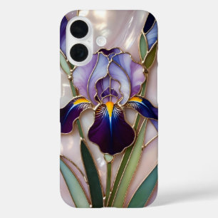 16 Funda para iPhone Iris Púrpura Vidrio Pintado Eleg