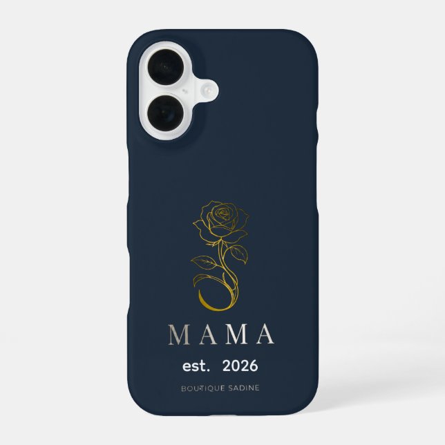 16 Funda para iPhone MAMA Rose Navy personalizada (Reverso )
