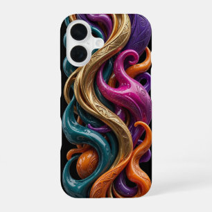 16 Funda para iPhone Orgánica Magenta Turquesa Dorada