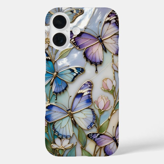 16 Funda para iPhone Pastel Butterfly Estética Elegan (Reverso )