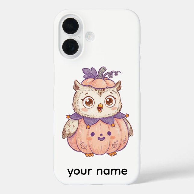 16 Funda para iPhone personalizada de búho de calabaz (Reverso )