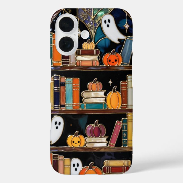 16 Funda para iPhone Spooky Cozy Diseño de estantería (Reverso )
