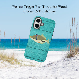 16 Funda Picasso Trigger Fish Turqouise Wood iPhone 1