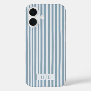 16 Funda Preppy Blue Stripe Monograma Bonito iPhone 1
