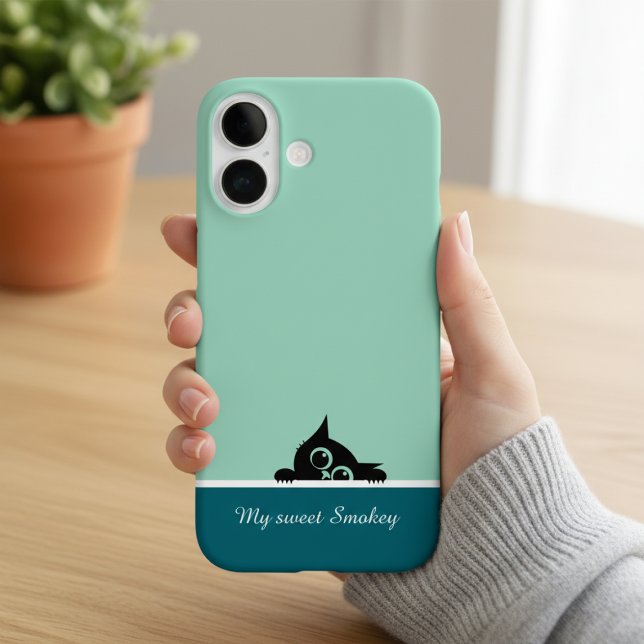 16 Funda verde para iPhone con diseño de gatito adora (Subido por el creador)