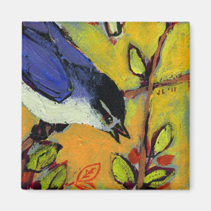 16 pájaros, ningunos 9 - imán cuadrado